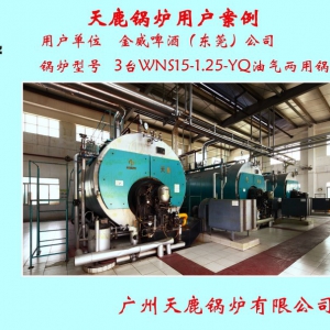 金威啤酒（東莞）公司3臺(tái)WNS15-1.25-YQ油氣兩用鍋爐